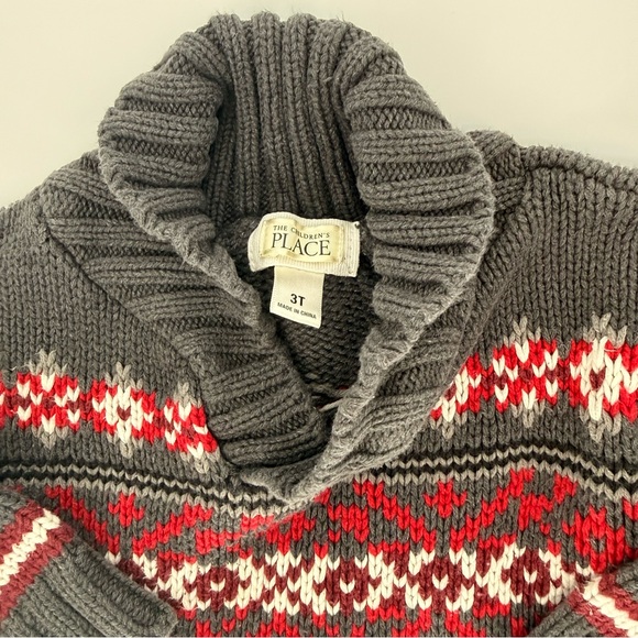 The Children's Place Gray and Red Knit Sweater Cat & Jack Sweater Size 3T - Picture 4 of 7